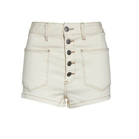 Free People Women's High Rise Waist Bridgette Denim Shorts Natural 29 $68 NWT - Picture 5 of 7